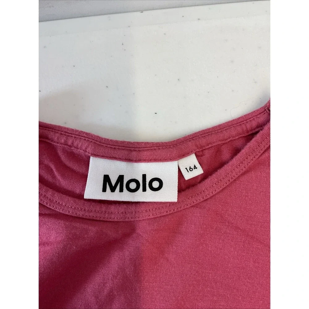 Lot of 2 Molo Tops Sz 13/14 Long Sleeve Jersey T Ruffle Knit Sweater Coral/Pink